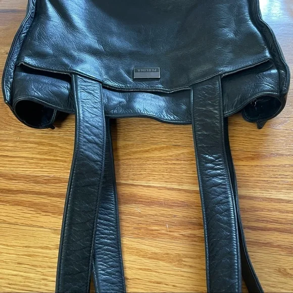 Perlina‎ NY Smooth Black Leather Square Tote - Picture 8 of 16